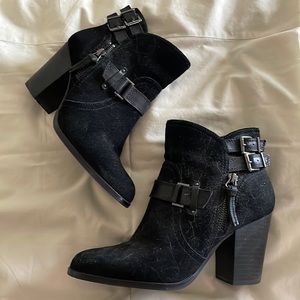 Short ankle boots with 3” heel. Black, size 9